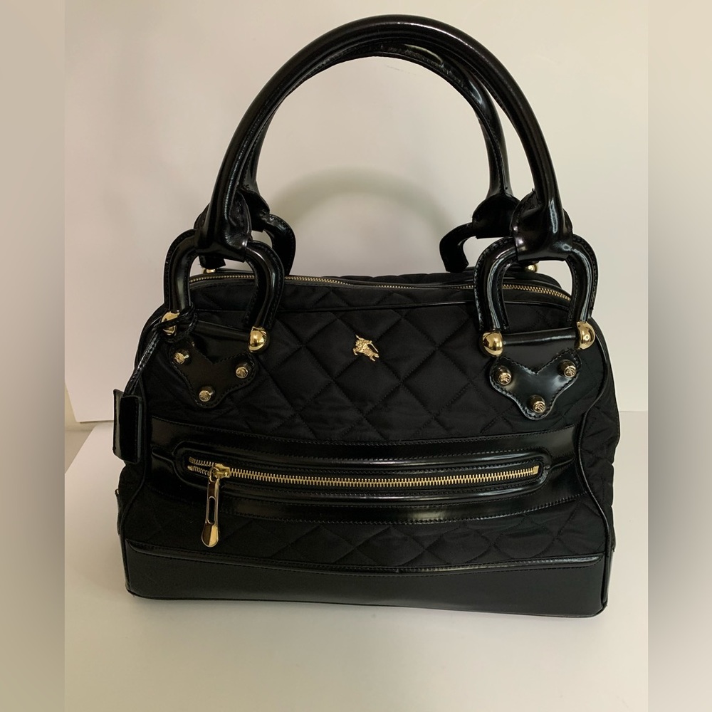 Burberry Large Handbag In Black Quilted Leather in Very Good Vintage Condition